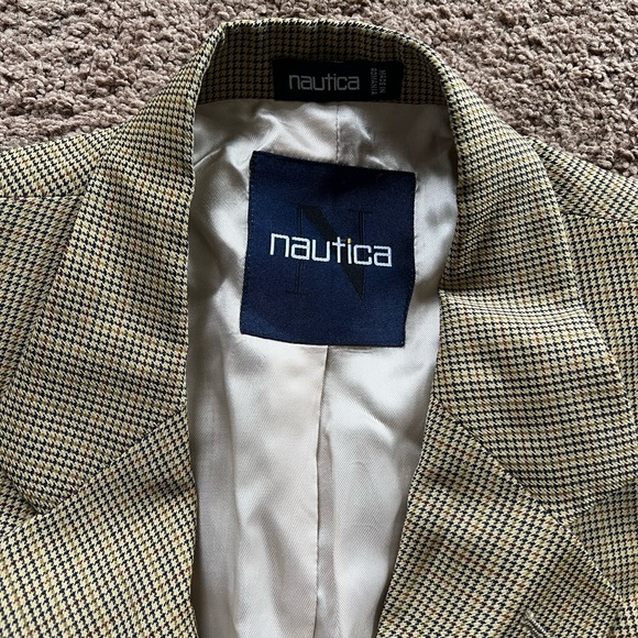 Vintage Nautica 100% Wool Houndstooth Blazer Sports Coat - Picture 2 of 8